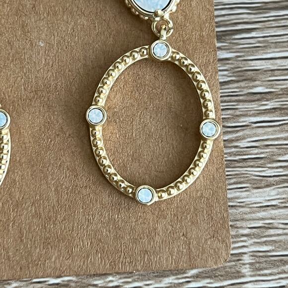 Spartina 449 Cristal Oval Drop Earrings in White Opal - Picture 2 of 6